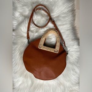 🌻NWT Anthropologie Leather-Like Brown Round Purse
